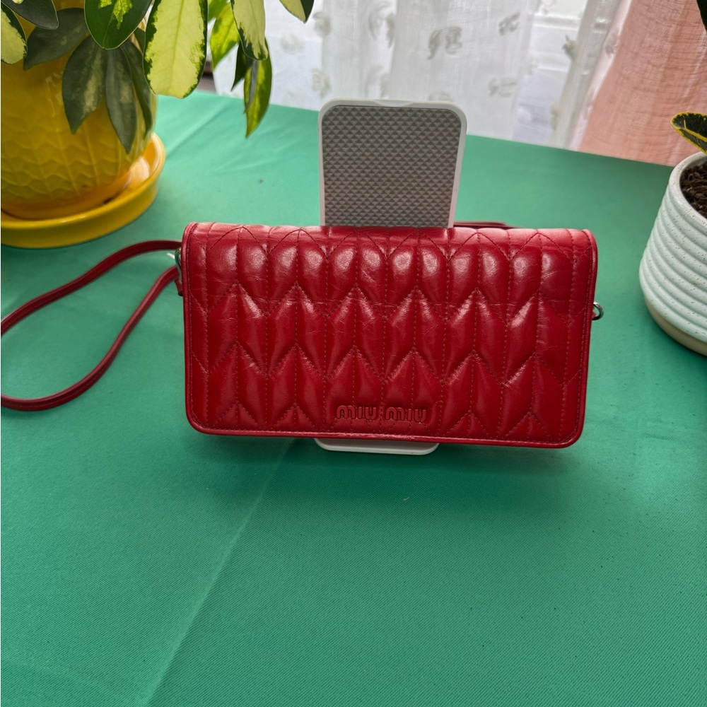 Miu Miu Cherry Red Quilted Shoulder Bag